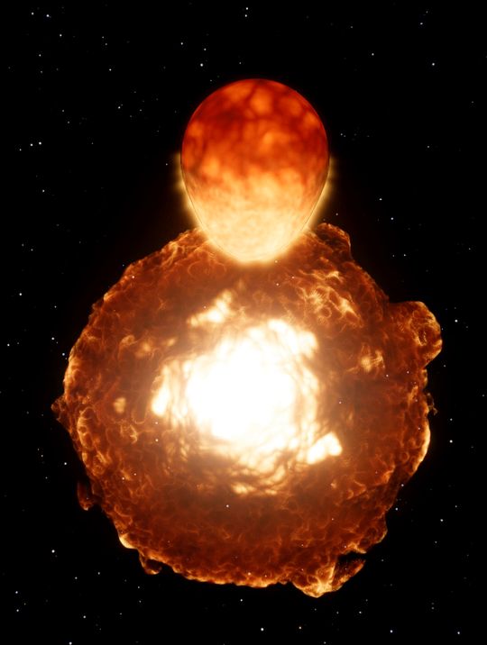 The eruption: the dwarf explodes beneath the giant
