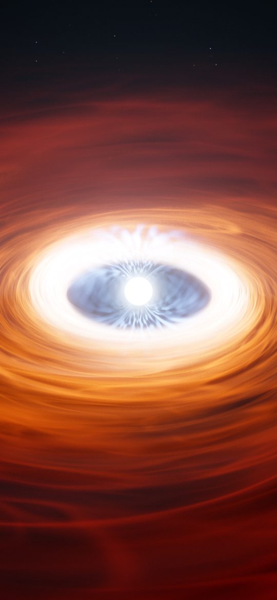 The white dwarf at the heart of its vortex, 1:40